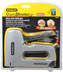 Stanley - Manual Staple Gun - 1/4, 5/16, 3/8, 1/2, 9/16" Staples, Yellow & Black, Aluminum - USA Tool & Supply