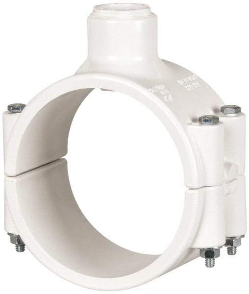 Value Collection - 4 x 3/4" PVC Plastic Pipe Clamp On Saddle with EPDM O-Ring - Schedule 40, Pipe O.D. x Soc End Connections - USA Tool & Supply