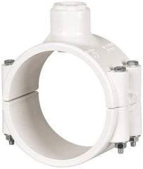Value Collection - 4 x 3/4" PVC Plastic Pipe Clamp On Saddle with EPDM O-Ring - Schedule 40, Pipe O.D. x Soc End Connections - USA Tool & Supply