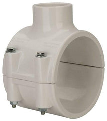 Value Collection - 4 x 1-1/2" PVC Plastic Pipe Clamp On Saddle with EPDM O-Ring - Schedule 40, Pipe O.D. x Soc End Connections - USA Tool & Supply