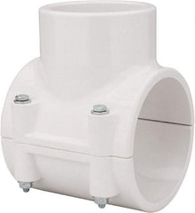 Value Collection - 4 x 3" PVC Plastic Pipe Clamp On Saddle with EPDM O-Ring - Schedule 40, Pipe O.D. x Soc End Connections - USA Tool & Supply