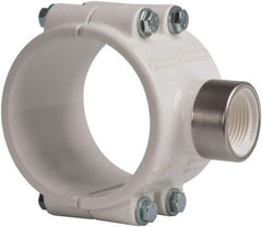 Value Collection - 3 x 1" PVC Plastic Pipe Clamp On Saddle with EPDM O-Ring - Schedule 40, Pipe O.D. x SR Fipt End Connections - USA Tool & Supply