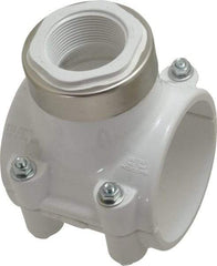 Value Collection - 3 x 1-1/2" PVC Plastic Pipe Clamp On Saddle with EPDM O-Ring - Schedule 40, Pipe O.D. x SR Fipt End Connections - USA Tool & Supply