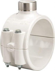 Value Collection - 4 x 1" PVC Plastic Pipe Clamp On Saddle with EPDM O-Ring - Schedule 40, Pipe O.D. x SR Fipt End Connections - USA Tool & Supply