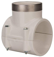 Value Collection - 4 x 3" PVC Plastic Pipe Clamp On Saddle with EPDM O-Ring - Schedule 40, Pipe O.D. x SR Fipt End Connections - USA Tool & Supply