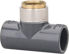 Value Collection - 3/4" PVC Plastic Pipe Tee - Schedule 80, PVC Slip x Brass Fipt End Connections - USA Tool & Supply