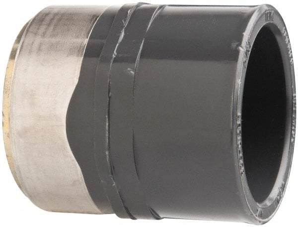 Value Collection - 1-1/4" PVC Plastic Pipe Female Adapter - Schedule 80, PVC Slip x Brass Fipt End Connections - USA Tool & Supply