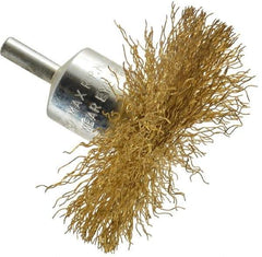 Value Collection - 3" Brush Diam, Flared End Brush - Medium Grade, 1/4" Diam Shank, 15,000 Max RPM - USA Tool & Supply