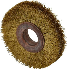 Value Collection - 2" OD, 1/2" Arbor Hole, Crimped Brass Wheel Brush - 5/16" Face Width, 3/8" Trim Length, 0.008" Filament Diam, 20,000 RPM - USA Tool & Supply