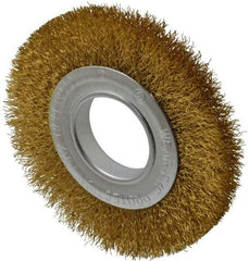 Value Collection - 6" OD, 2" Arbor Hole, Crimped Brass Wheel Brush - 7/8" Face Width, 1-1/8" Trim Length, 0.014" Filament Diam, 6,000 RPM - USA Tool & Supply