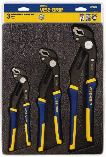 Irwin - 3 Piece GrooveLock Plier Set - Comes in Storage Tray - USA Tool & Supply