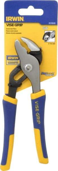 Irwin - 6" OAL, 1" Max Capacity, 4 Position Groove Joint Tongue & Groove Pliers - Serrated Pipe Straight Jaws, Curved Head, ProTouch Handles - USA Tool & Supply