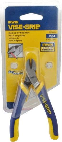 Irwin - 4-1/2" OAL, Diagonal Cutter - 1/2" Jaw Length x 7/64" Jaw Width, Oval Head, ProTouch Handle - USA Tool & Supply