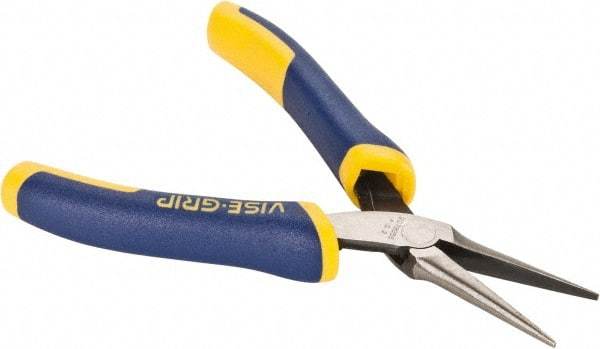 Irwin - 5-1/2" OAL, 1-19/32" Jaw Length x 9/16" Jaw Width, Long Nose Needle Nose Pliers - Smooth Jaw, Standard Head, ProTouch Handles, with Spring - USA Tool & Supply