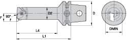 Kennametal - Insert Style NG 3R, 140mm Head Length, Left Hand Cut, Internal Modular Threading Cutting Unit Head - System Size KM63, 22mm Center to Cutting Edge, Series Top Notch - USA Tool & Supply