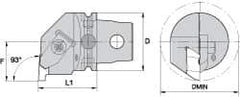 Kennametal - Insert Style NG 4L, 60mm Head Length, Right Hand Cut, Internal Modular Threading Cutting Unit Head - System Size KM63, 43mm Center to Cutting Edge, Series Top Notch - USA Tool & Supply