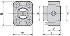 Kennametal - Neutral Cut, KM25 Modular Connection, Adapter/Mount Lathe Modular Clamping Unit - 24mm Square Shank Diam, 1.102" OAL, Series NCM-SF Flange Mount - Exact Industrial Supply