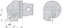 Kennametal - Insert Style LT 16ER, 35mm Head Length, Right Hand Cut, External Modular Threading Cutting Unit Head - System Size KM32, 22mm Center to Cutting Edge, Series LT Threading - USA Tool & Supply