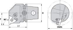 Kennametal - Insert Style LT 22NL, 60mm Head Length, Left Hand Cut, Internal Modular Threading Cutting Unit Head - System Size KM63, 43mm Center to Cutting Edge, Series LT Threading - USA Tool & Supply