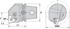 Kennametal - Insert Style LT 22NL, 60mm Head Length, Left Hand Cut, Internal Modular Threading Cutting Unit Head - System Size KM63, 43mm Center to Cutting Edge, Series LT Threading - USA Tool & Supply