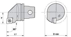 Kennametal - Left Hand Cut, Size KM32, CC.. Insert Compatiblity, Internal Modular Turning & Profiling Cutting Unit Head - 22mm Ctr to Cutting Edge, 35mm Head Length, Through Coolant, Series Screw-On - USA Tool & Supply