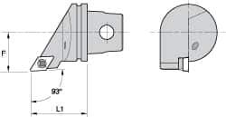 Kennametal - Left Hand Cut, Size KM32, DC.. Insert Compatiblity, External Modular Turning & Profiling Cutting Unit Head - 22mm Ctr to Cutting Edge, 35mm Head Length, Through Coolant, Series Screw-On - USA Tool & Supply