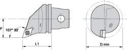 Kennametal - Right Hand Cut, Size KM32, DC.. Insert Compatiblity, Internal Modular Turning & Profiling Cutting Unit Head - 22mm Ctr to Cutting Edge, 35mm Head Length, Through Coolant, Series Screw-On - USA Tool & Supply