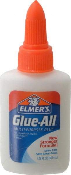 Elmer's - 0.25 oz Bottle White All Purpose Glue - 5 min Working Time, Bonds to Ceramic, Fabric, Leather, Paper & Wood - USA Tool & Supply