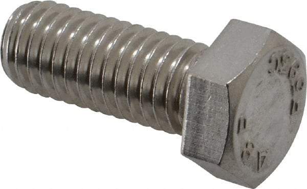Value Collection - 1/2-13 UNC, 1-1/4" Length Under Head Hex Head Cap Screw - Fully Threaded, Grade 18-8 Stainless Steel, Uncoated, 3/4" Hex - USA Tool & Supply