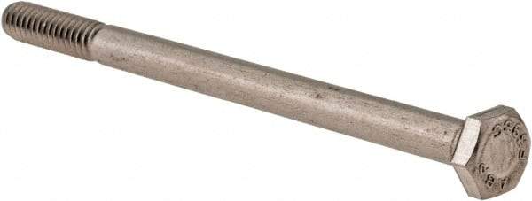 Value Collection - 1/4-20 UNC, 3-3/4" Length Under Head Hex Head Cap Screw - Partially Threaded, Grade 18-8 Stainless Steel, Uncoated, 7/16" Hex - USA Tool & Supply