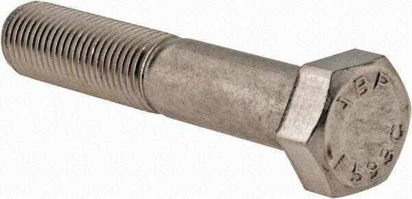 Value Collection - 3/8-24 UNF, 2" Length Under Head Hex Head Cap Screw - Partially Threaded, Grade 18-8 Stainless Steel, Uncoated, 9/16" Hex - USA Tool & Supply