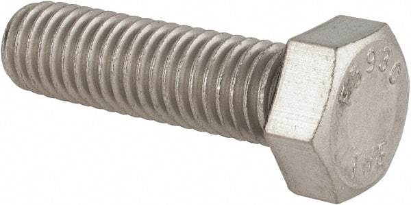 Value Collection - 1/2-13 UNC, 3-1/4" Length Under Head Hex Head Cap Screw - Partially Threaded, Grade 18-8 Stainless Steel, Uncoated, 3/4" Hex - USA Tool & Supply