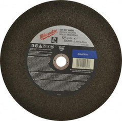 Milwaukee Tool - 12" 36 Grit Aluminum Oxide Cutoff Wheel - 3/32" Thick, 1" Arbor, 5,095 Max RPM, Use with Angle Grinders - USA Tool & Supply