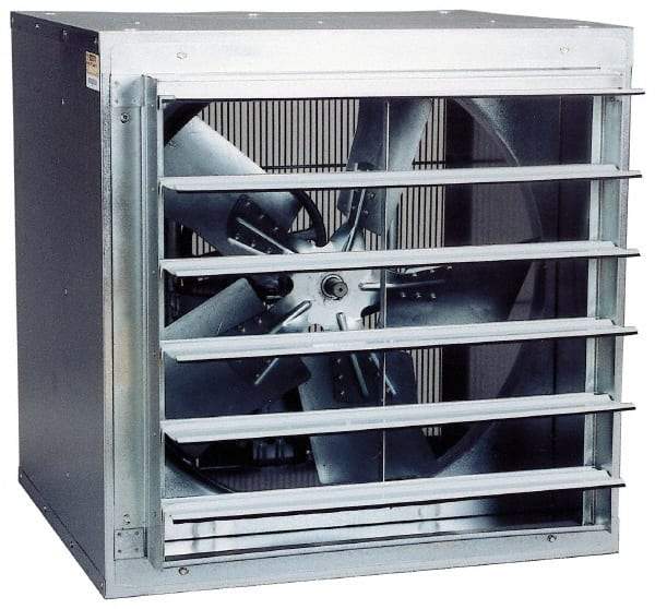 Fantech - 30" Blade, Belt Drive, 3/4 hp, 8,645 CFM, TEAO Exhaust Fan - 34-1/4" Opening Height x 34-1/4" Opening Width, 25-1/4" Deep, 115/230 Volt, 1 Speed, Single Phase - USA Tool & Supply