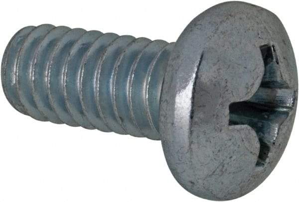 Value Collection - #12-24 UNC, 1/2" Length Under Head Phillips Drive Machine Screw - Pan Head, Grade 2 Steel, Zinc-Plated Finish, Without Washer - USA Tool & Supply