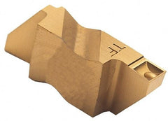 Tool-Flo - 2125FLG CB Grade GP50, 3.18mm Cutting Width Carbide Grooving Insert - 0.11" Max Depth of Cut, Left Hand, 0.005 to 0.01" Corner Radius, TiN Finish - USA Tool & Supply
