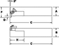 Tool-Flo - External Thread, Right Hand Cut, 1-1/4" Shank Width x 1-1/4" Shank Height Indexable Threading Toolholder - 6" OAL, FL 4L Insert Compatibility, FLE Toolholder, Series FLER - USA Tool & Supply