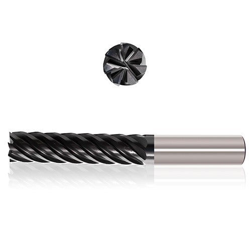 5/8″ Dia. × 5/8″ Shank × 3″ DOC × 6″ OAL, Sistral, 7 Flute, Variable Helix, Straight, External, Square, Solid End Mill - Exact Industrial Supply