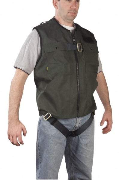 Gemtor - 350 Lb Capacity, Size XL, Full Body Vest Safety Harness - Polyester, Quick Connect Leg Strap, Quick Connect Chest Strap, Green - USA Tool & Supply