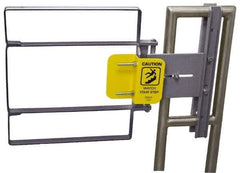 FabEnCo - Galvanized Carbon Steel Self Closing Rail Safety Gate - Fits 37 to 39-1/2" Clear Opening, 39-1/2" Wide x 22" Door Height, 48 Lb, Gray, Silver - USA Tool & Supply