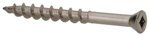 Value Collection - #7 Flat Head, Square Drive Stainless Steel Deck Screw - 1-5/8" OAL, Grade 305, Type 17 Point - USA Tool & Supply