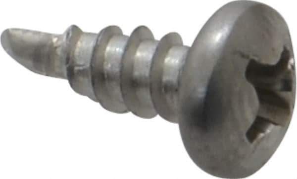 Value Collection - #6, Pan Head, Phillips Drive, 3/8" Length Under Head, #2 Point, Self Drilling Screw - Grade 410 Stainless Steel - USA Tool & Supply