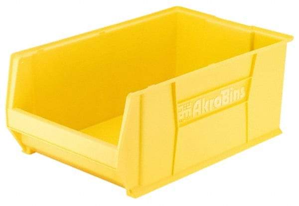 Akro-Mils - 200 Lb. Load Capacity, 20" Deep, Yellow Polymer Hopper Stacking Bin - 12" High x 12-3/8" Wide x 20" Long - USA Tool & Supply