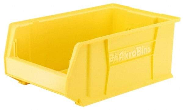 Akro-Mils - 300 Lb. Load Capacity, 29-1/4" Deep, Yellow Polymer Hopper Stacking Bin - 12" High x 18-3/8" Wide x 29-1/4" Long - USA Tool & Supply