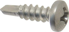 Value Collection - #6, Pan Head, Phillips Drive, 1/2" Length Under Head, #2 Point, Self Drilling Screw - Grade 410 Stainless Steel - USA Tool & Supply