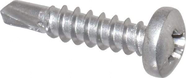 Value Collection - #6, Pan Head, Phillips Drive, 5/8" Length Under Head, #2 Point, Self Drilling Screw - Grade 410 Stainless Steel - USA Tool & Supply