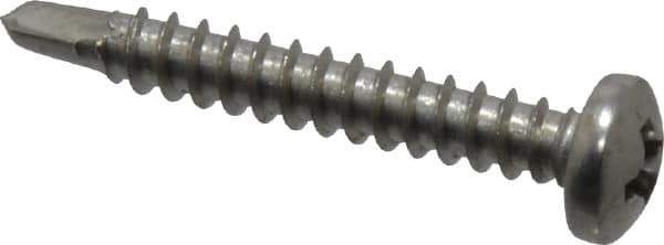 Value Collection - #6, Pan Head, Phillips Drive, 1" Length Under Head, #2 Point, Self Drilling Screw - Grade 410 Stainless Steel - USA Tool & Supply