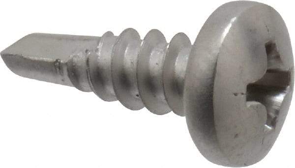 Value Collection - #8, Pan Head, Phillips Drive, 1/2" Length Under Head, #2 Point, Self Drilling Screw - Grade 410 Stainless Steel - USA Tool & Supply