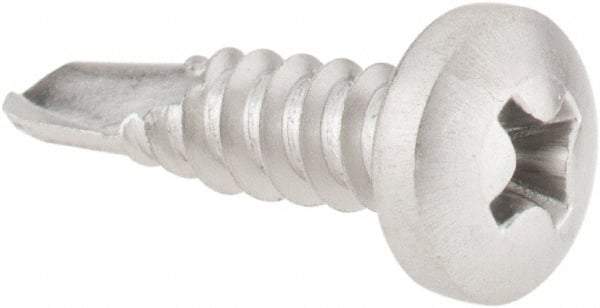 Value Collection - #10, Pan Head, Phillips Drive, 3/4" Length Under Head, #3 Point, Self Drilling Screw - Grade 410 Stainless Steel - USA Tool & Supply