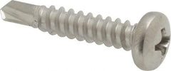 Value Collection - #10, Pan Head, Phillips Drive, 1" Length Under Head, #3 Point, Self Drilling Screw - Grade 410 Stainless Steel - USA Tool & Supply